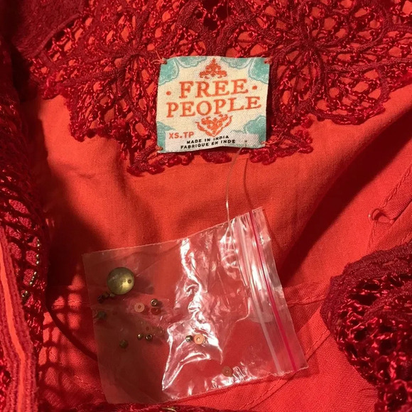 FREE PEOPLE NWOT Lace Shift Dress in Red - Picture 6 of 9